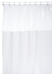 EXTRA LONG VINYL Shower Curtain 72'' wide x 84'' LONG - WHITE with Clear Window Top