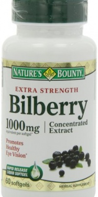 Nature's Bounty Extra Strength Bilberry 1000mg Softgels, 60 Count  (Pack of 2)