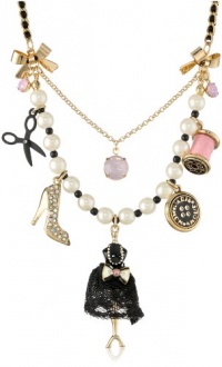 Betsey Johnson Paris is Always a Good Idea Dress Form Multi-Charm Necklace, 19