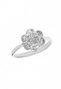 Effy Jewlery 14K White Gold Diamond Flower Ring, .32 TCW Ring size 7