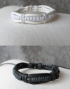 Buy 1 Get 1 Free - Handcrafted Genuine Leather White Bracelet & Get 1 Black Bracelet Free