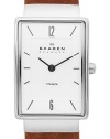 Skagen White Dial Stainless Steel Tan Leather Mens Watch 434LTLDW