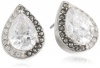 Judith Jack Classics Sterling Silver, Marcasite, Crystal Tear Stud Earrings