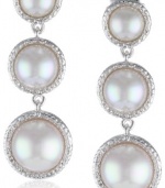 Majorica 8-12mm White Round Mabe Pearl Drop Earrings