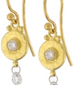 GURHAN Droplet White Diamond Briolette On Granulated Hook Earrings