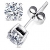 Authentic 925 Sterling Silver 4.00 Carat Round Diamond Cubic Zirconia Stud Earrings. 2.00 Carat Each Stone