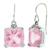 Judith Ripka Cushion-Cut Pink Crystal Drop Earrings