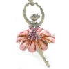 Light Peach Pink Dancing Ballerina Dancer Dance Pendant Necklace Charm Designer Fashion Jewelry