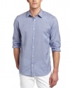 Calvin Klein Sportswear Men's Long Sleeve Yarn Dye Micro Gingham Dobby Woven