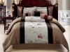 7 Piece Patchwork Comforter Set, Chocolate Brown, Camel, Burgundy Bedding - California Cal King