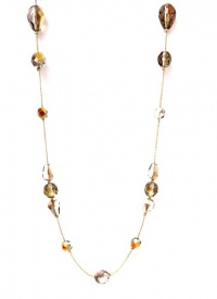 32 Inch Long Necklace for Women Handcrafted Gold Tone Czech Glass and Crystal