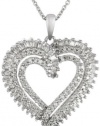 Sterling Silver Diamond Double Heart Pendant Necklace (1/2 cttw, I-J Color, I3 Clarity), 18