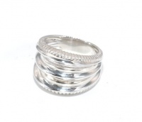 Unique Designer Inspired Strand Wide Band Sterling Silver Ring