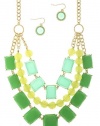 Trendy Jewelry - RECTANGLE JEWEL BEAD LAYERED NECKLACE SET- By Fashion Destination | Free Shipping (Green)