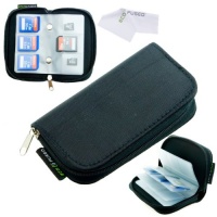 ECO-FUSED® Black Memory Card Carrying Case / ECO-FUSED® Microfiber Cleaning Cloth Included