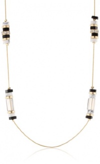 Nine West Crush Party Gold-Tone, Black, White Strandage Necklace, 42