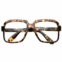 Run DMC Rapper Retro Large Clear Lens Eye Glasses Leopard