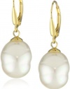 Majorica 12mm Vermeil White Baroque Pearl Drop Earrings