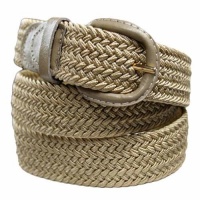 Beige Braided Elastic Stretch Belt