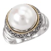 925 Silver & Mabe Pearl Twist Ring with 18k Gold Accents- Sizes 6-8