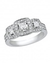 Effy Jewlery 14K White Gold Diamond Engagement Ring, .95 TCW Ring size 7