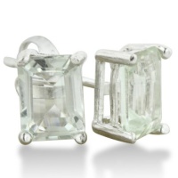 2 1/2ct Emerald Cut Green Amethyst Earrings In Sterling Silver