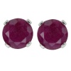 1.20 Ct 5mm 925 Sterling Silver Genuine Round Red Ruby Stud Earrings