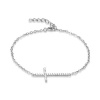 Sterling Silver 7 + 1 Sideways Cross CZ Bracelet