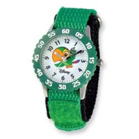 Disney Kids Jake & Pirates Green Velcro Band Time Teacher Watch