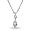 Bling Jewelry Vintage Double Teardrop Silver CZ Bridal Necklace 16in