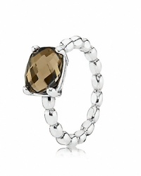 PANDORA's cocktail-style stunner features a faceted smokey quartz stone set upon a beaded sterling silver band.