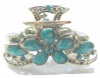 Edwin Earls Antique Gold Crystal Rhinestone Metal Hair Claw Clip (Hair Jewelry) (Aqua)