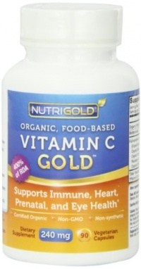 Nutrigold Vitamin C Gold (Organic, Food-Based), 240 mg, 90 veg. capsules