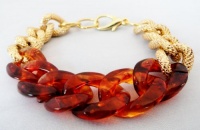 Chunky Link Bracelet with Tortoise Shell & Gold Plated Links