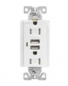 Cooper Wiring Devices TR7745W-BOX  Combination USB Charger with Tamper Resistant Receptacle and Box, 15-Amp, White Finish