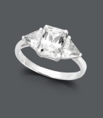 An engagement ring that's as unique as you are. Arabella's modern style highlights a princess-cut Swarovski zirconia center stone (3-7/8 ct. t.w.) accented by trilliant-cut side stones. Crafted in 14k white gold.