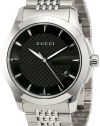 Gucci Men's YA126402 G-Timeless Medium Black Dial Stainless-Steel Watch