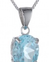 Sterling Silver Blue Topaz Pendant, 18