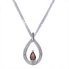 8x5mm 1.00 CT Pear Shape Garnet & Diamond Pendent in Sterling Silver with 18 Chain