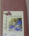 5 PIECE ROSE PINK BATHROOM RUG SET, INCLUDES AREA RUG, CONTOUR RUG, LID COVER AND TANK SET - COLOR: ROSE PINK