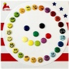 33 Pieces 3D Semi-circular Emoticons Goofy Happy Angry Smiley Faces Home Button Stickers for iPhone 5 4/4s 3GS 3G, iPad 2, iPad Mini, iTouch Orange, Green, Red, Purple, Yellow, Blue