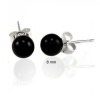 Bling Jewelry 925 Sterling Silver Onyx Gemstone Stud Earrings 8mm