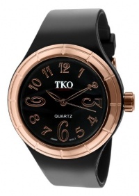 TKO ORLOGI Women's TK530-BRG Black and White Collection All Rubber Black Glossy Watch