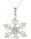 DiAura Sterling Silver Diamond-Accent Snowflake Pendant Necklace