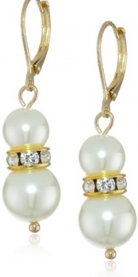 Anne Klein Sharrots Gold-Tone White Pearl Drop Earrings