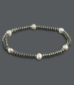 A simple, sophisticated layer. Accent your look with sparkling hematite beads (40-1/2 ct. t.w.) and grey cultured freshwater pearls (5-5-1/2 mm). Bracelet stretches to fit wrist. Approximate length: 7-1/2 inches.