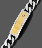 Ruggedly stylish. This sleek men's bracelet features a thick cable chain, smooth yellow ion-plating and a shining diamond accent. Set in stainless steel. Approximate length: 8-1/2 inches.