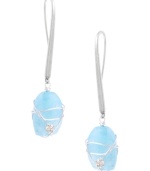 It's a wrap! Wrapped jewelry styles are the latest craze and Kenneth Cole New York's stunning design is no exception. Earrings feature a semi-precious blue quartz stone, sparkling crystal accents, and a silver tone mixed metal setting. Approximate drop: 2-1/4 inches.