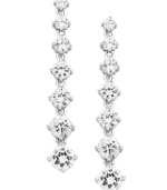 Face framing sparkle. Eliot Danori's linear drop earrings feature seven, graduated cubic zirconias (5-5/8 ct. t.w.) set in silver tone mixed metal. Approximate drop: 1-3/4 inches.