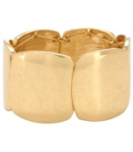 Accessorize with attitude! Kenneth Cole New York's polished cuff bracelet features rounded square links for effortless shine. Crafted in gold tone mixed metal. Bracelet stretches to fit wrist. Approximate diameter: 2-1/4 inches.